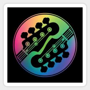 Bass Guitar Headstock Circle Colorful Gradient Theme Magnet